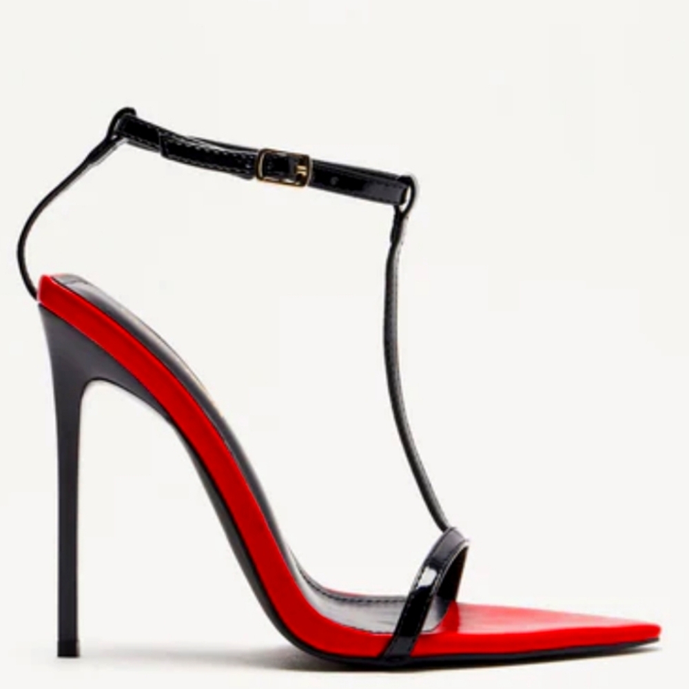 Chic Red and Black Stiletto Heels